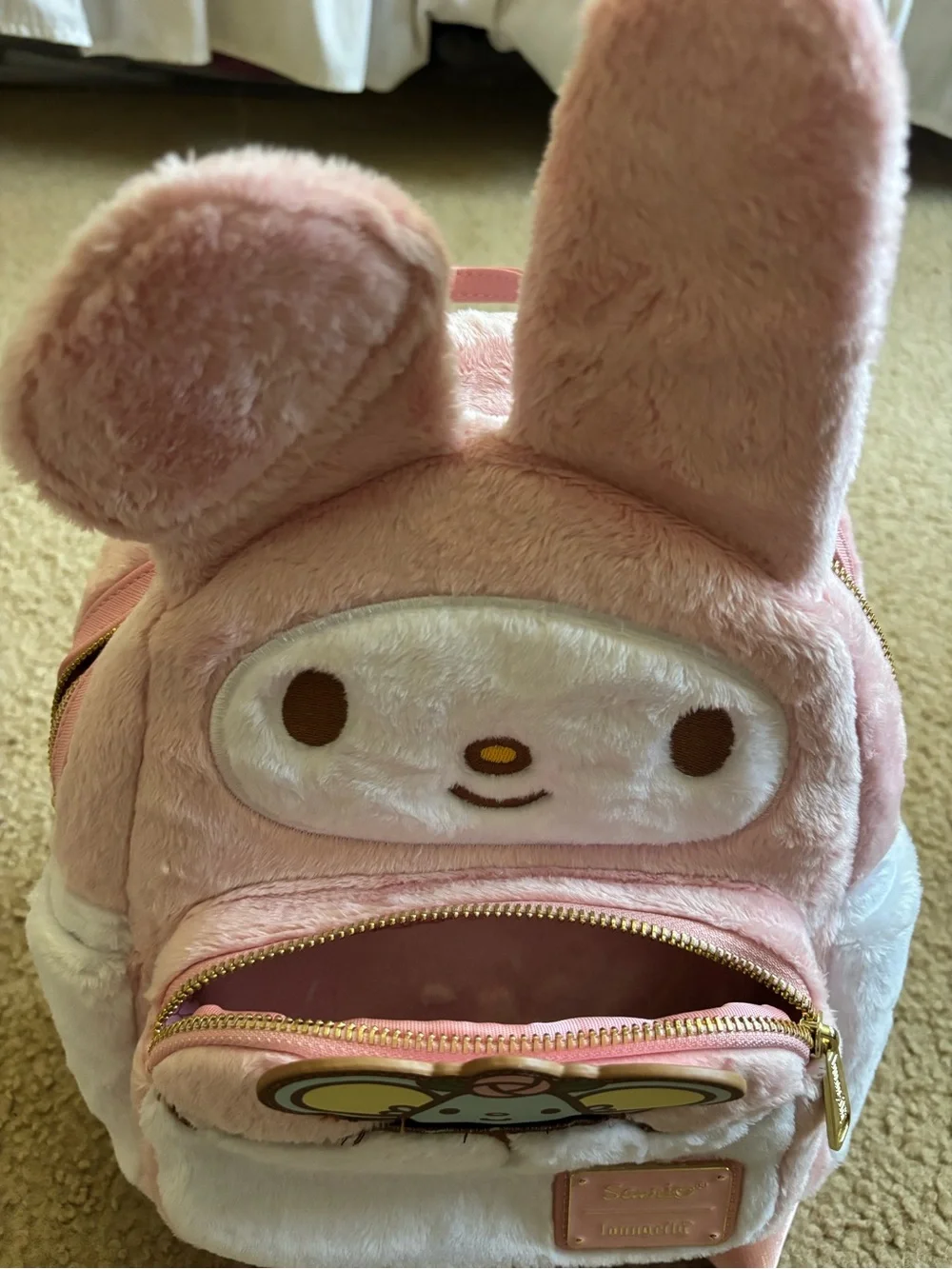 Sanrio My Melody Plush Mini Backpack in Pink, White & Yellow Accent
